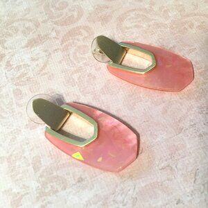 Kendra Scott Kailyn Signed Coral Illusion Gold Plated Iridescent Drop Earrings